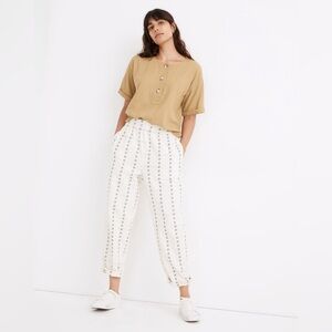 Madewell Jacquard Tapered Huston Pull-On Crop Pants In Cream & Black Sz: XXL